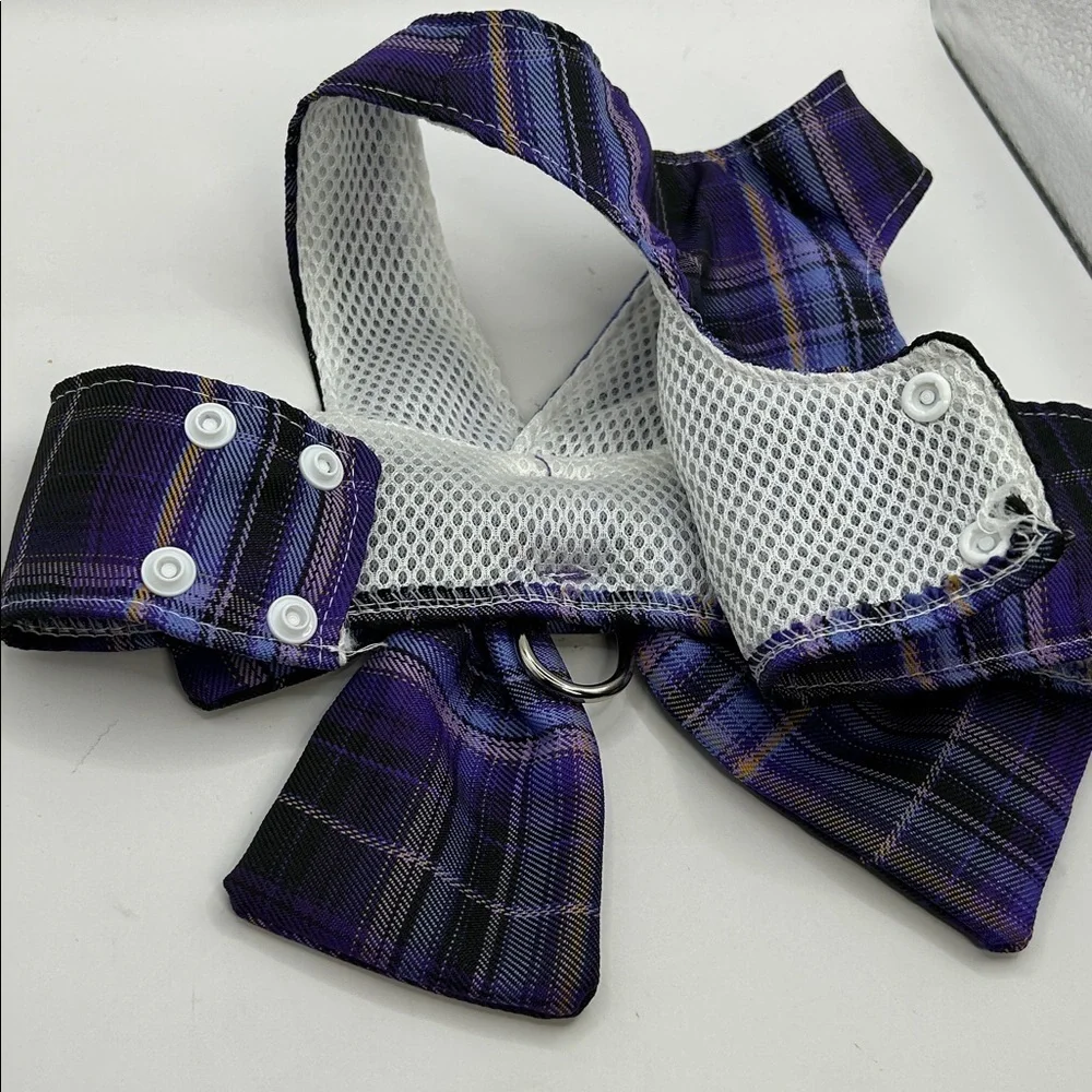 Purple Plaid small dog Harness and Leash Set